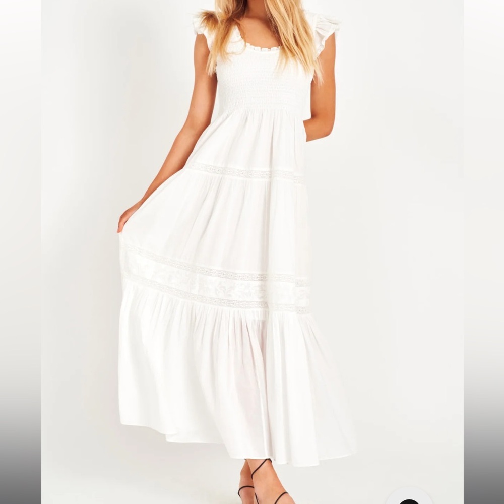 LoveShackFancy Chessie Dress in True White